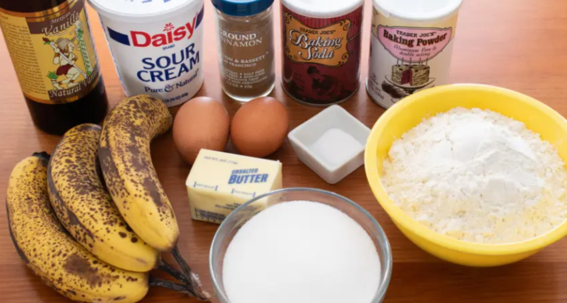 ingredients of banana bread muffins